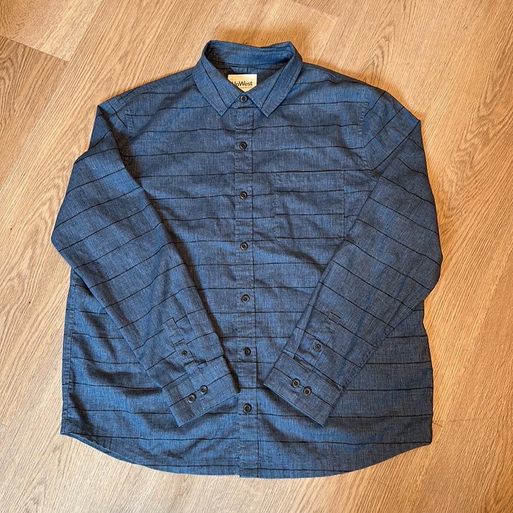 UpWest Blue Striped Long Sleeve Button Down Shirt Mens XL Extra Large